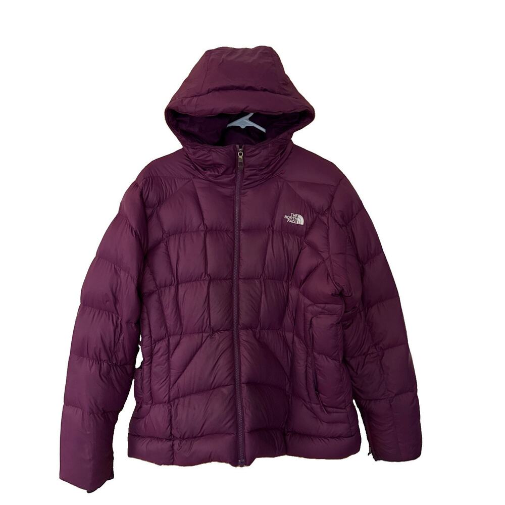 The North Face Jacket Womens Large Purple Down Puffer Hooded Full Zip Warm